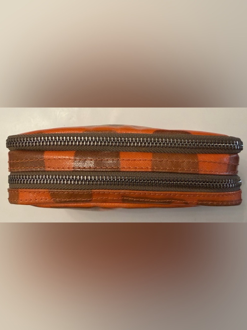 Vintage Orla Kiely Coated Cotton Cups Pouch Orange Cosmetic Pencil Case - Picture 3 of 14